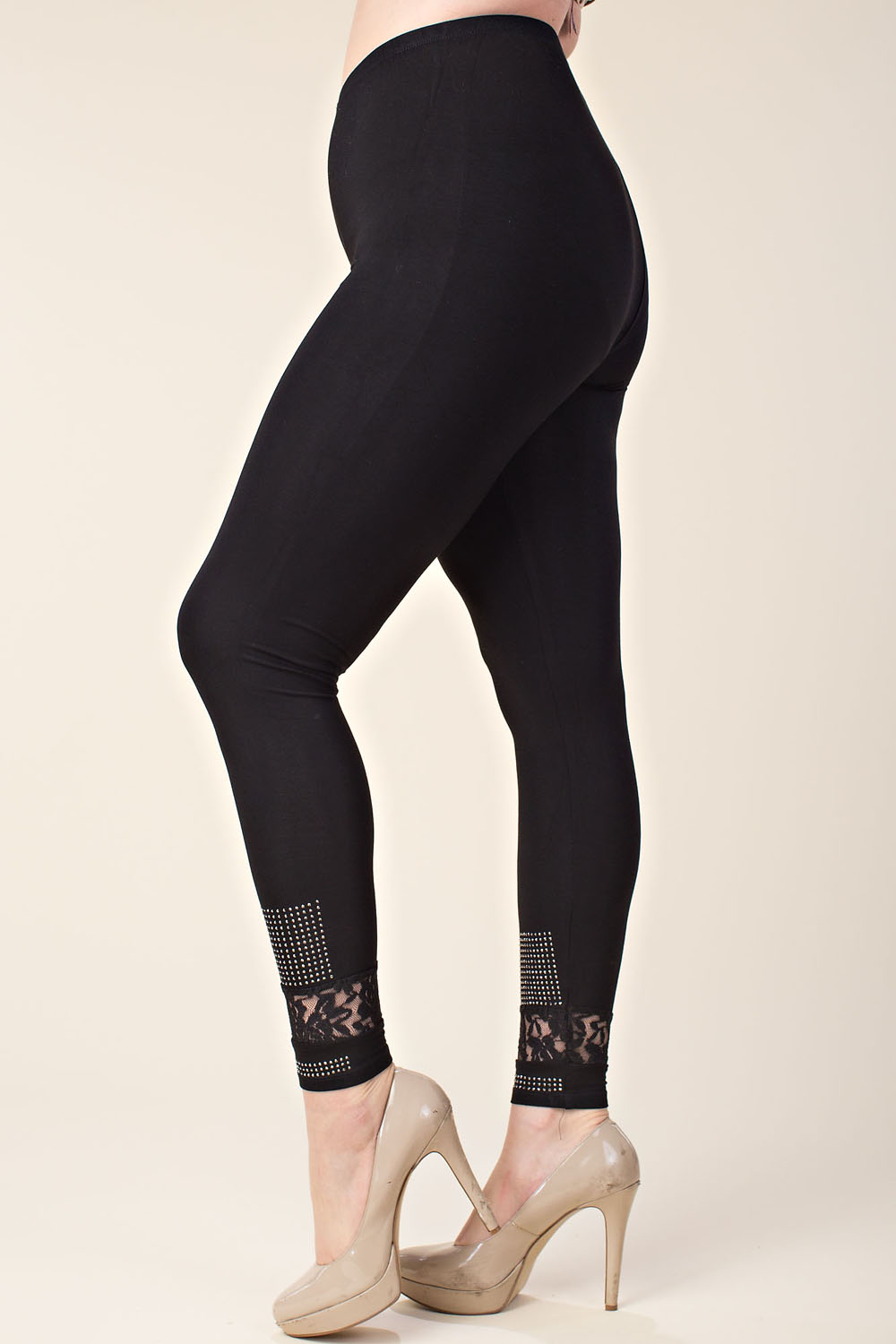 Plus Size Black Bling Lace Leggings - Montana Dress Co