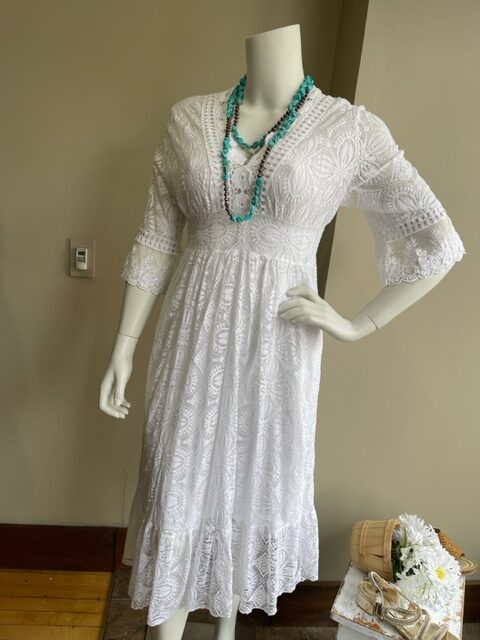 Western Boho Dress White - Montana Dress Co