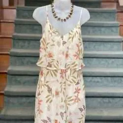 Natural Floral Midi Dress
