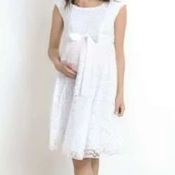 Maternity Lace Semi Formal White Dress