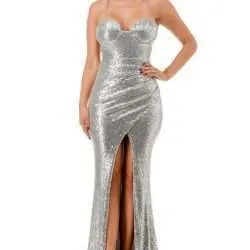 Silver Sequin Gown