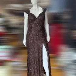 Plus Size Brown Sequin Gown