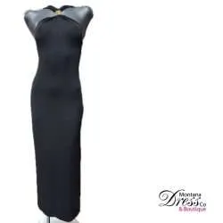 Gold Appliqué Halter Neck Knit Dress