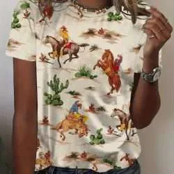 Beige Retro Cowgirl Shirt
